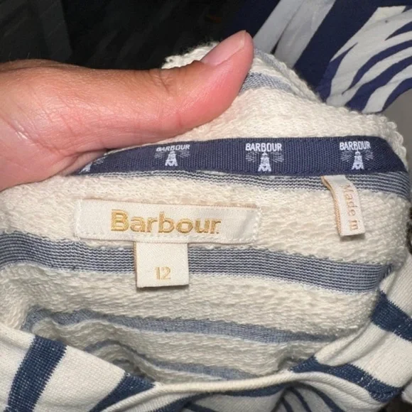 Barbour Renishaw Sweat dress in Ecru striped size 12 - Picture 4 of 6